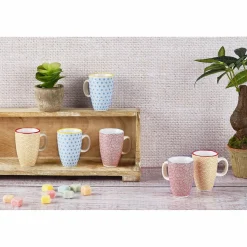 6 Tasses à café Pattern Color jaune/rouge - 9 cl-Bjorn Outlet