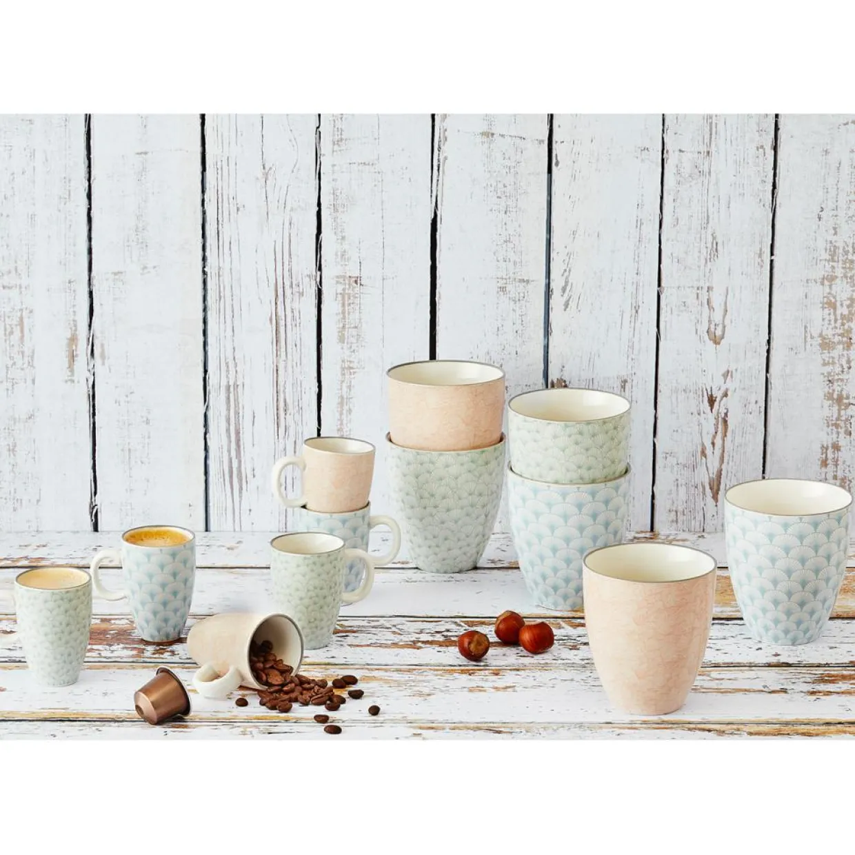 6 Tasses à café Pattern Pastel rose pastel/bleu pastel/vert pastel - 9 cl-Bjorn Sale