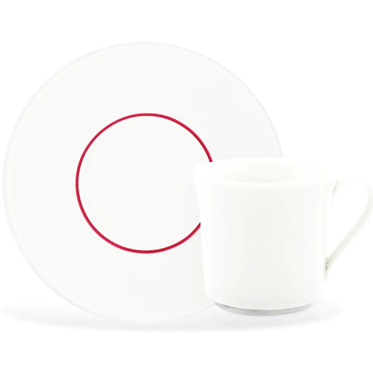 6 Tasses à thé + soucoupes en Porcelaine Ligne blanches - 150ml-Fauchon Discount
