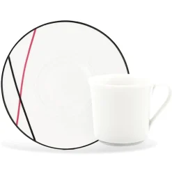 6 Tasses à thé + soucoupes en Porcelaine Bistrot blanches - 150ml-Fauchon Discount