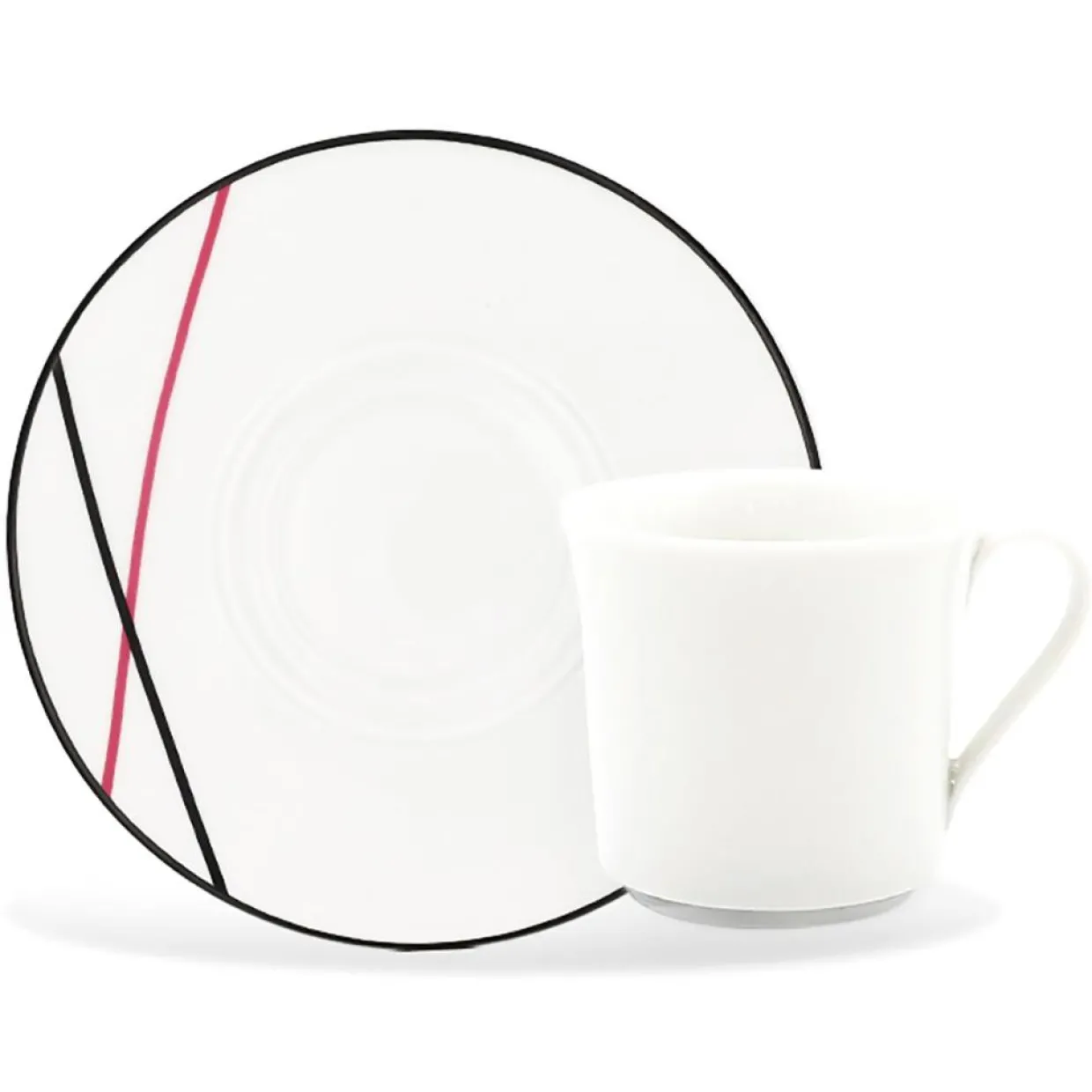 6 Tasses à thé + soucoupes en Porcelaine Bistrot blanches - 150ml-Fauchon Discount
