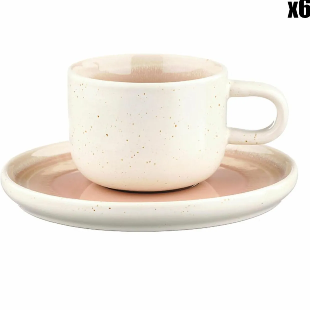Bjorn Mugs, Tasses^6 Tasses avec soucoupe Oxygen rose poudre/beige - 20 cl