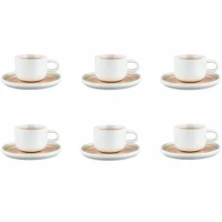 Bjorn Mugs, Tasses^6 Tasses avec soucoupe Oxygen rose poudre/beige - 20 cl