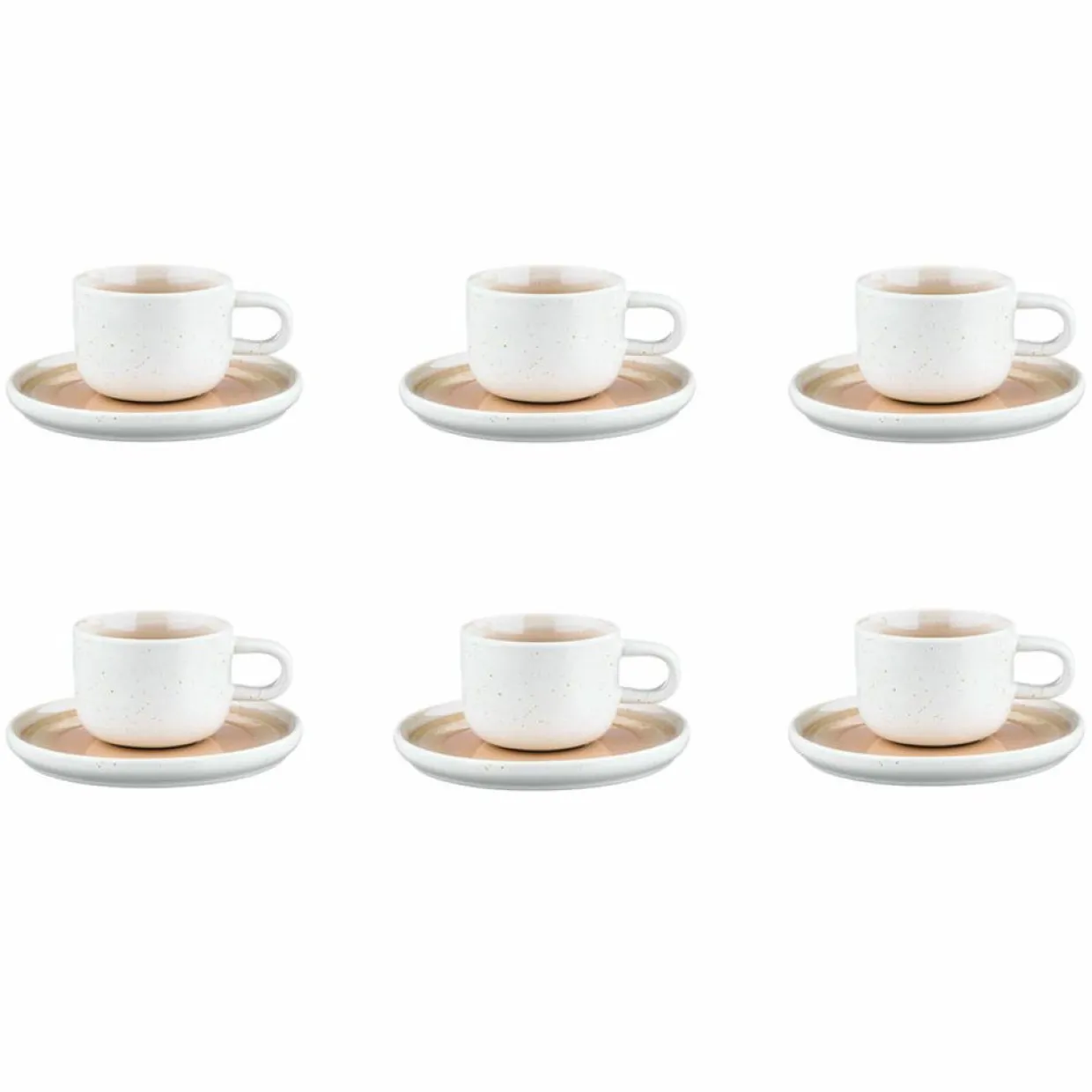 Bjorn Mugs, Tasses^6 Tasses avec soucoupe Oxygen rose poudre/beige - 20 cl