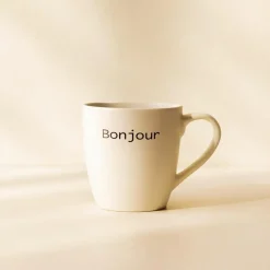 Novastyl Mugs, Tasses^6 Tasses Bonjour20Cl En Grès Blanc