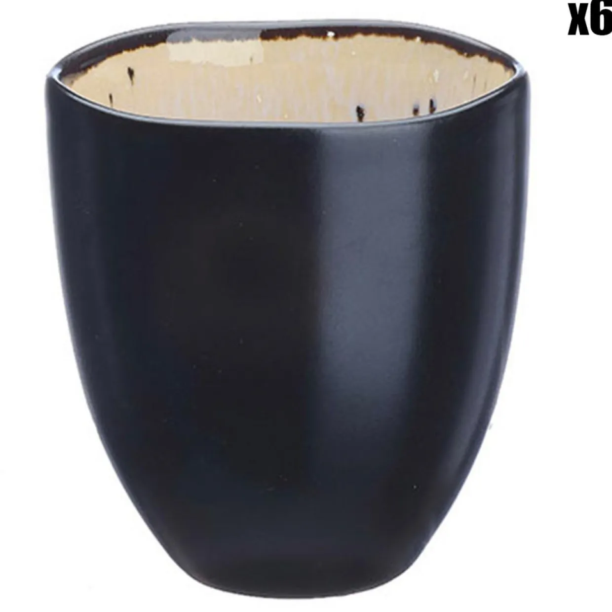 6 Tasses en Grès Iris blanc/ivoire - 15 cl-Bjorn Sale