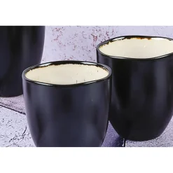 6 Tasses en Grès Iris blanc/ivoire - 15 cl-Bjorn Sale