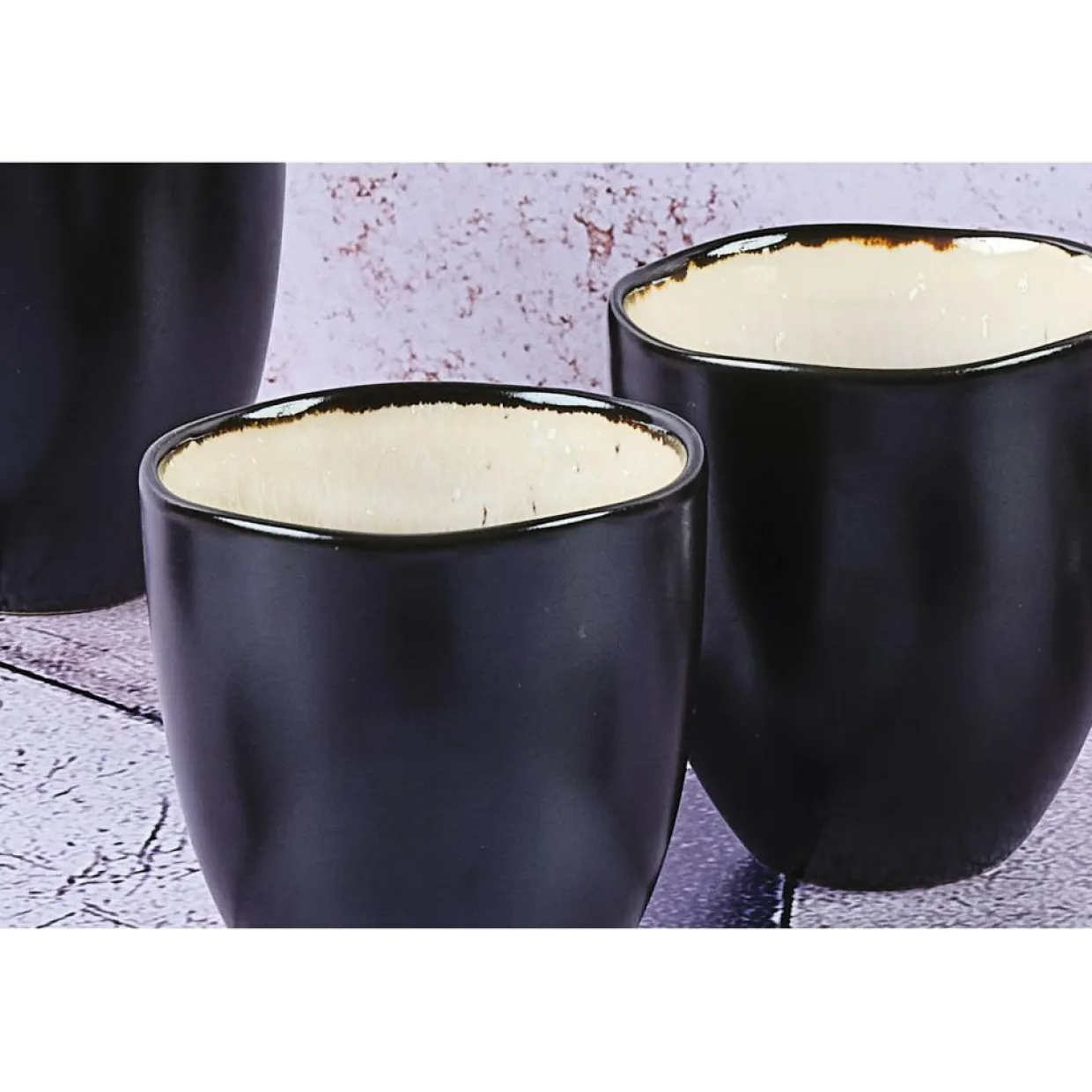 6 Tasses en Grès Iris blanc/ivoire - 15 cl-Bjorn Sale