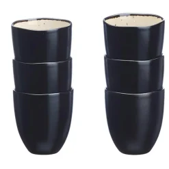 6 Tasses en Grès Iris blanc/ivoire - 15 cl-Bjorn Sale