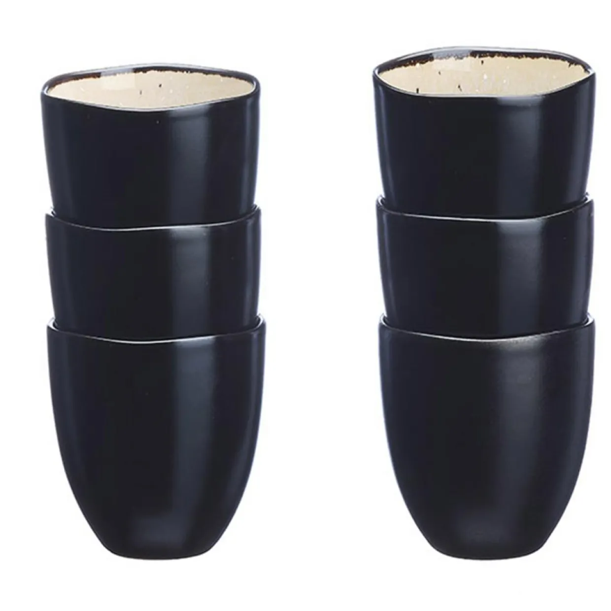 6 Tasses en Grès Iris blanc/ivoire - 15 cl-Bjorn Sale