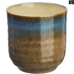 Bjorn Mugs, Tasses^6 Tasses en Grès Island kaki/bleu - 15 cl