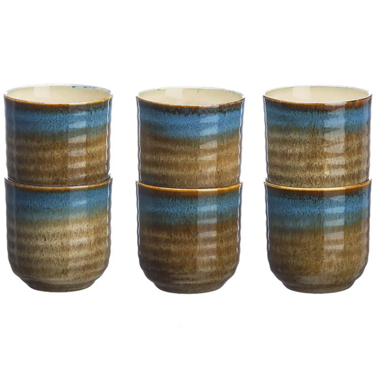 Bjorn Mugs, Tasses^6 Tasses en Grès Island kaki/bleu - 15 cl