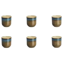 Bjorn Mugs, Tasses^6 Tasses en Grès Island kaki/bleu - 15 cl