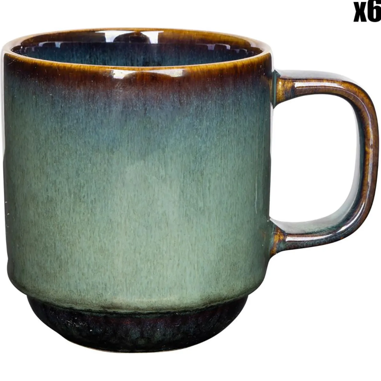 6 tasses en Grès Jade vert foncé - 36cl-Cosy & Trendy Sale