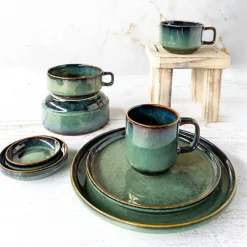 6 tasses en Grès Jade vert foncé - 36cl-Cosy & Trendy Sale