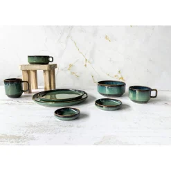 6 tasses en Grès Jade vert foncé - 36cl-Cosy & Trendy Sale