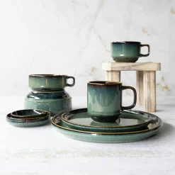 6 tasses en Grès Jade vert foncé - 36cl-Cosy & Trendy Sale
