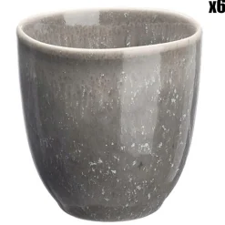 6 Tasses en Grès Stellar gris/anthracite - 15 cl-Bjorn Outlet
