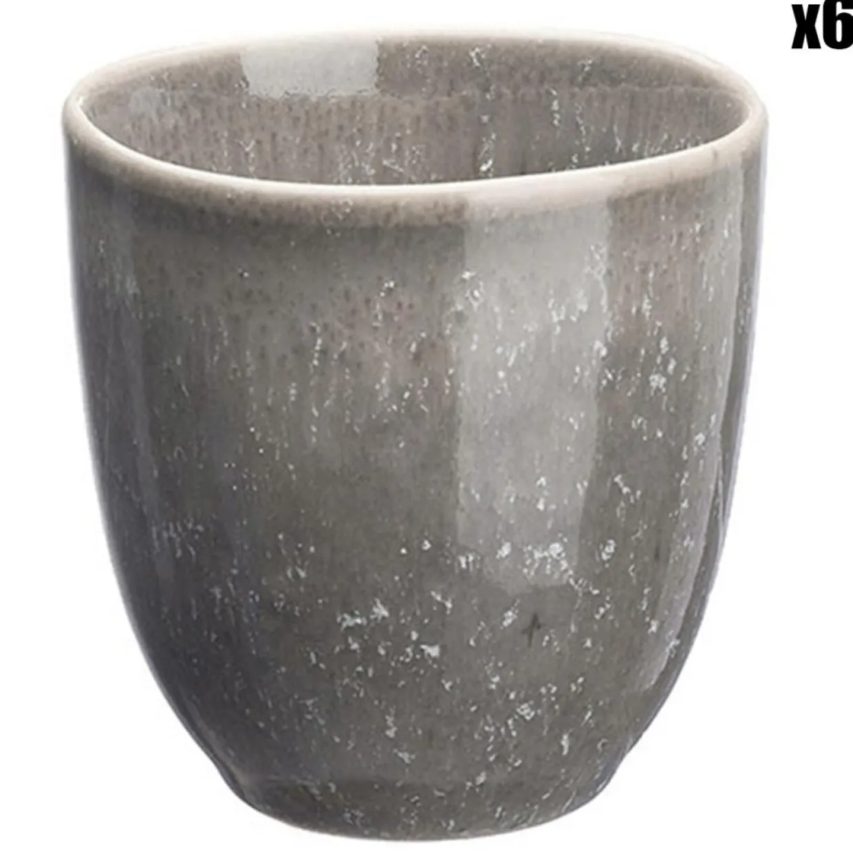 6 Tasses en Grès Stellar gris/anthracite - 15 cl-Bjorn Outlet