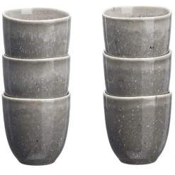 6 Tasses en Grès Stellar gris/anthracite - 15 cl-Bjorn Outlet