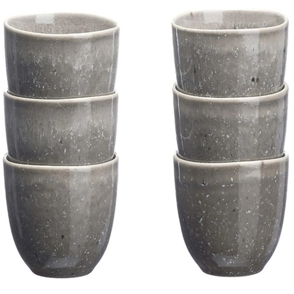 6 Tasses en Grès Stellar gris/anthracite - 15 cl-Bjorn Outlet