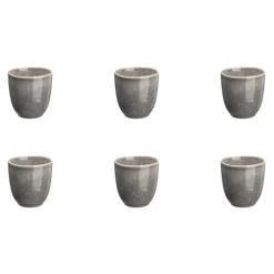 6 Tasses en Grès Stellar gris/anthracite - 15 cl-Bjorn Outlet