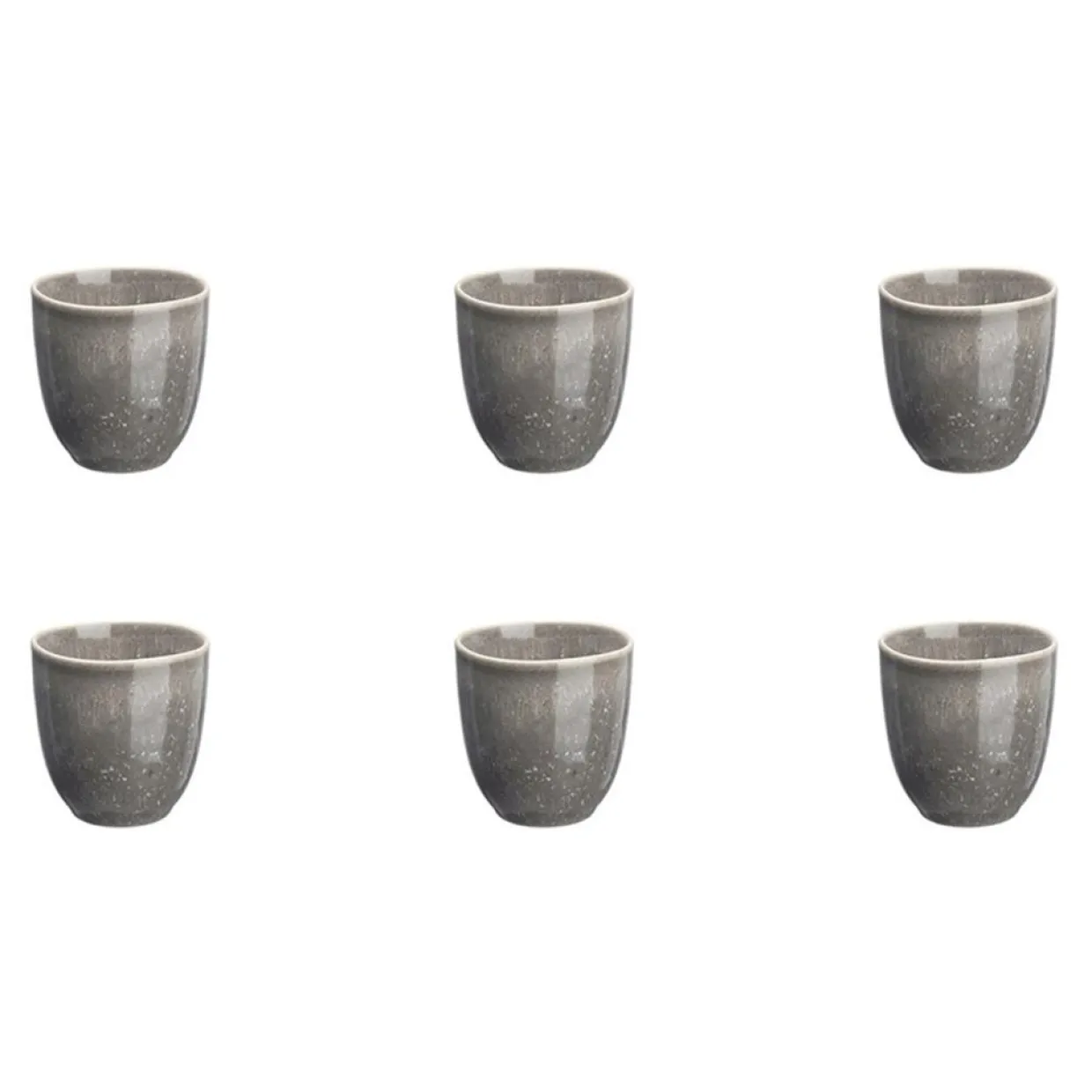 6 Tasses en Grès Stellar gris/anthracite - 15 cl-Bjorn Outlet