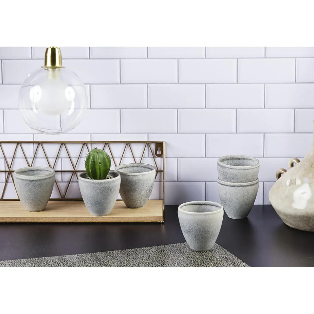 6 Tasses en Grès Stone gris clair - 15 cl-Bjorn Best