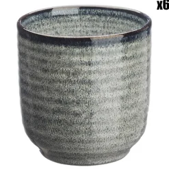 6 Tasses en Grès Zen gris/bleu - 20 cl-Bjorn Sale