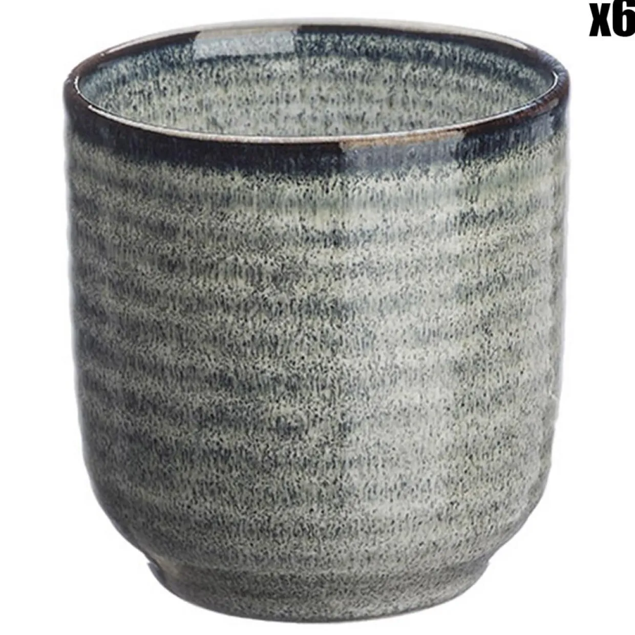 6 Tasses en Grès Zen gris/bleu - 20 cl-Bjorn Sale