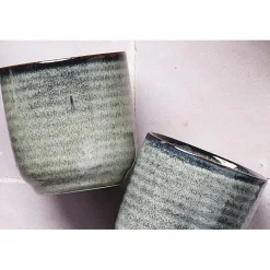 6 Tasses en Grès Zen gris/bleu - 20 cl-Bjorn Sale