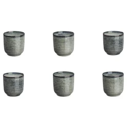 6 Tasses en Grès Zen gris/bleu - 20 cl-Bjorn Sale
