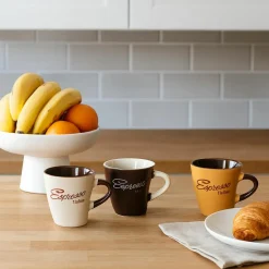 Novastyl Mugs, Tasses^6 Tasses ExpressoItaliano 15Cl En Grès 3Couleurs Assorties
