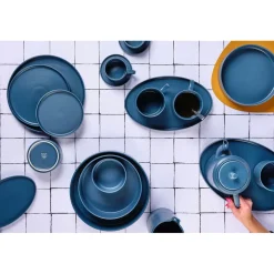 8 Tasses Scandi Et Soucoupe bleu marine - 15 cl-Bjorn Hot