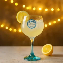 2 Verres À PiedCocktail 73Cl En VerreTransparent Pied Bleu-Novastyl Best