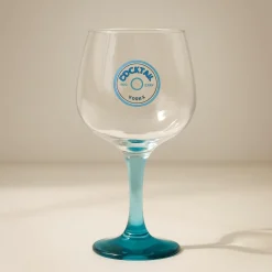 2 Verres À PiedCocktail 73Cl En VerreTransparent Pied Bleu-Novastyl Best