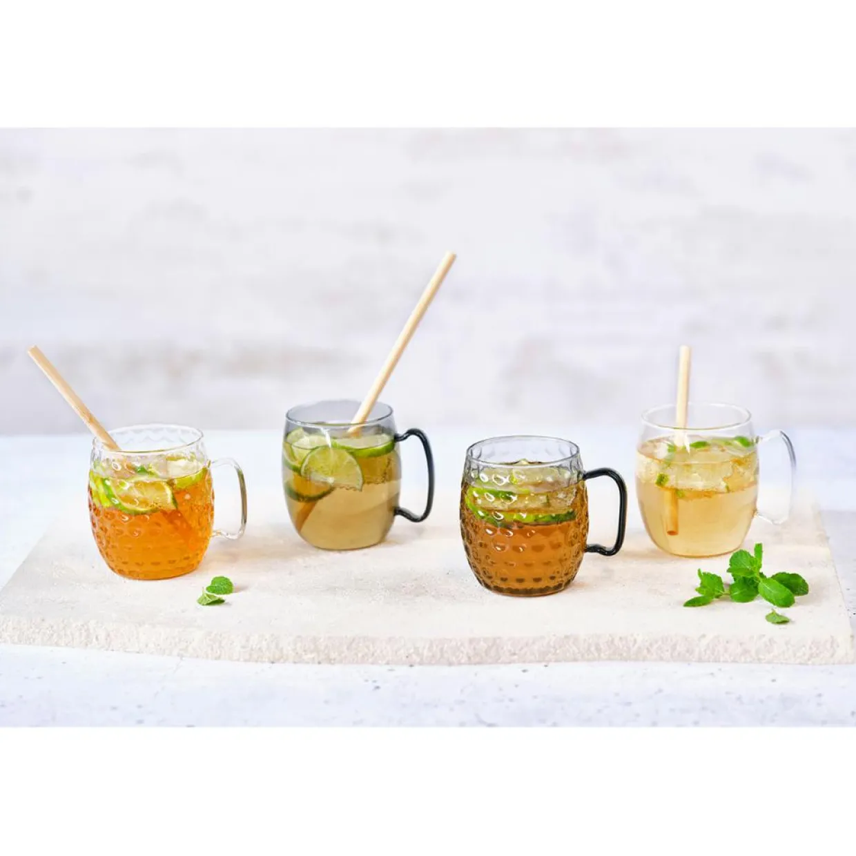 6 Verres avec anse Moscow Mule noir/transparent - 50cl-Cosy Moments New
