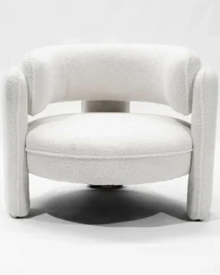 Aéla - Fauteuil cocooning en tissu bouclettes beige-Uniqka Hot