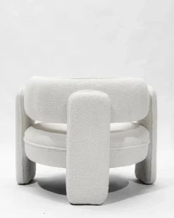 Aéla - Fauteuil cocooning en tissu bouclettes beige-Uniqka Hot