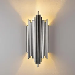 Opviq Appliques Murales^Applique murale Reis chrome - 18x40x8 cm
