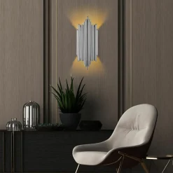 Opviq Appliques Murales^Applique murale Reis chrome - 18x40x8 cm