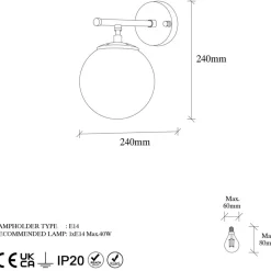 Sheen Appliques Murales^Applique murale Roe dorée - 15x24x24 cm