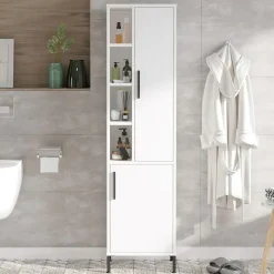 Armoire polyvalente blanche - 45x173.6x35.5 cm-Wooden Art Best