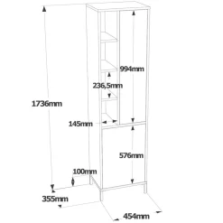 Armoire polyvalente blanche - 45x173.6x35.5 cm-Wooden Art Best