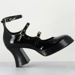 Babies en Cuir galan noires - Talon : 7.5cm-Garrice Lab