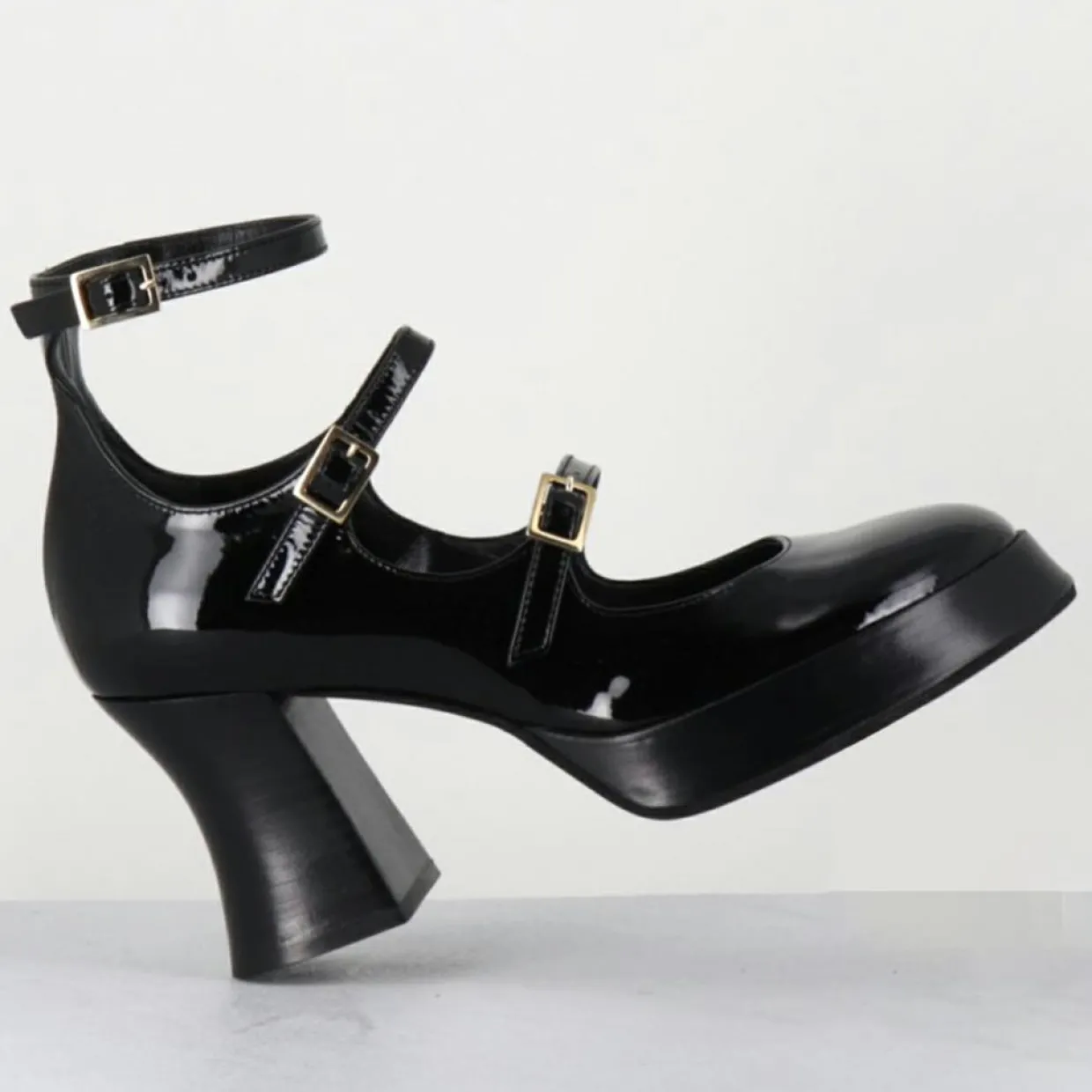Babies en Cuir galan noires - Talon : 7.5cm-Garrice Lab
