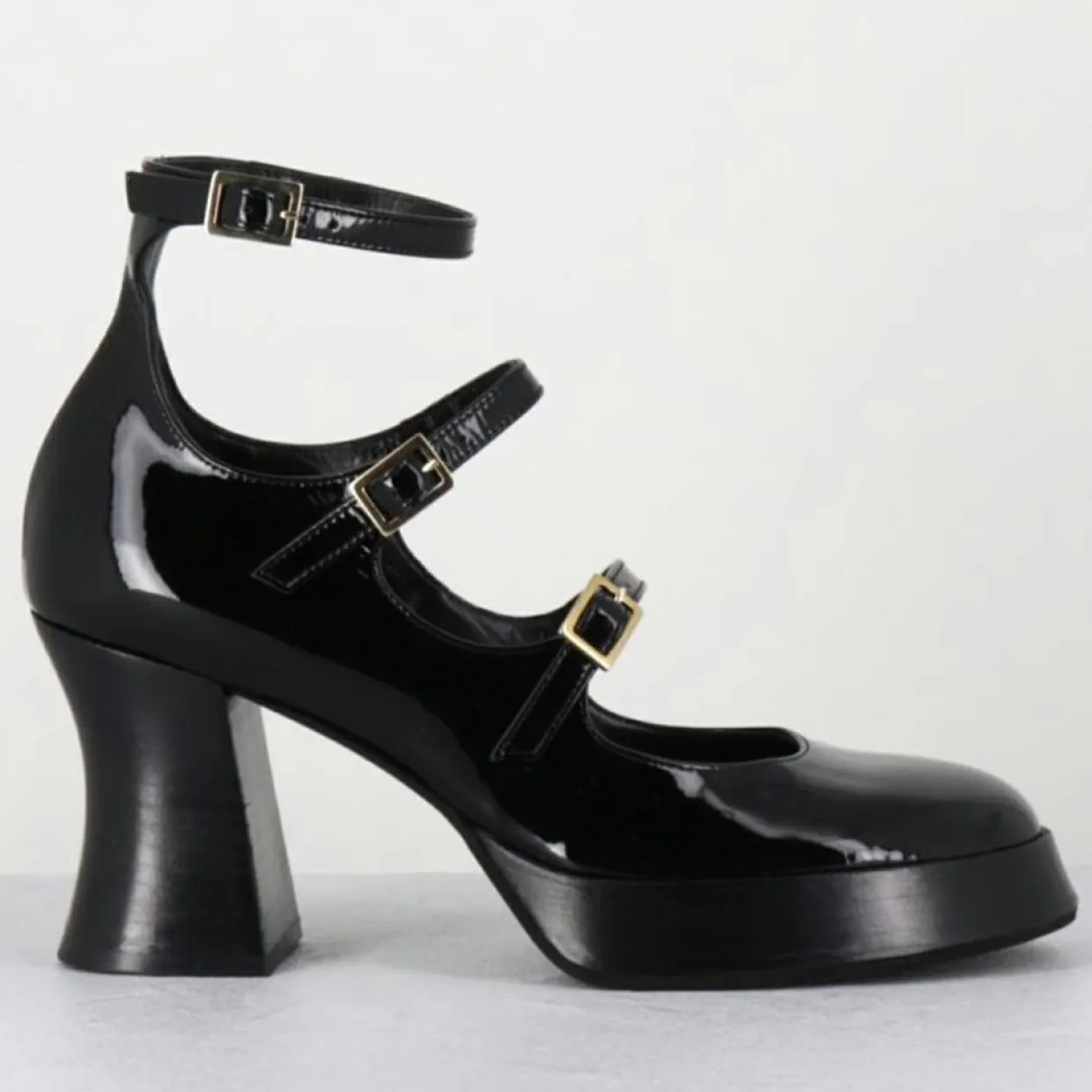 Babies en Cuir galan noires - Talon : 7.5cm-Garrice Lab