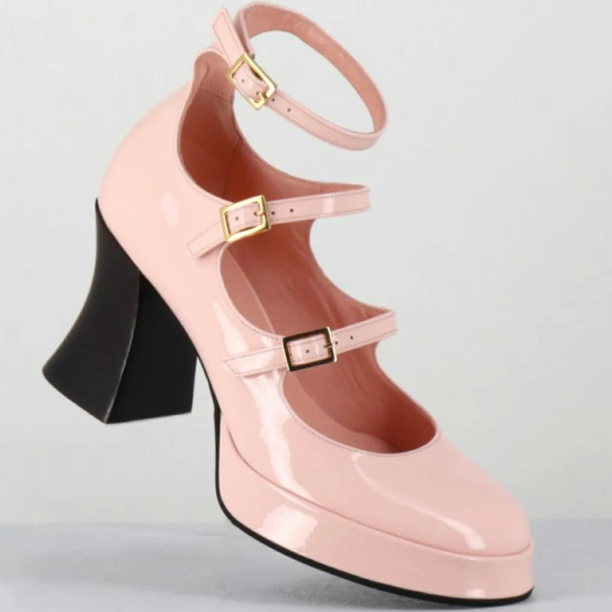 Babies en Cuir galan roses - Talon : 7.5cm-Garrice Lab