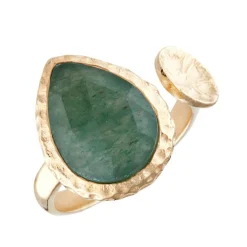 Bague ajustable Hélena Aventurine en laiton doré-Moonstone Sale