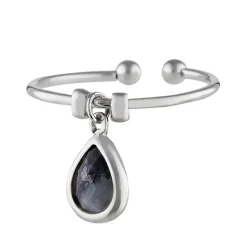 Bague ajustable Louise Labradorite en laiton argenté-Moonstone Best
